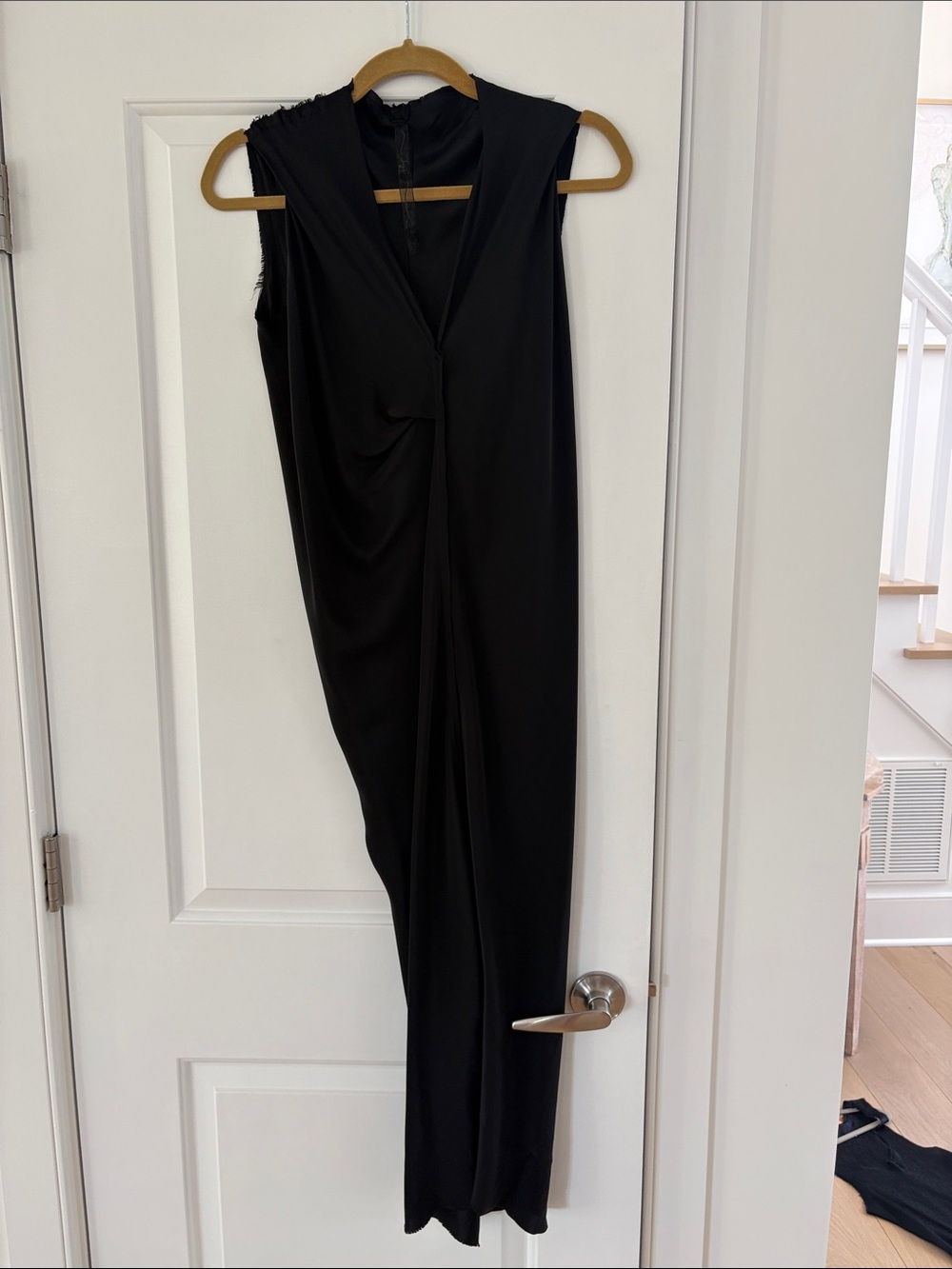 Jaga Black Sleeveless Draped Midi Dress